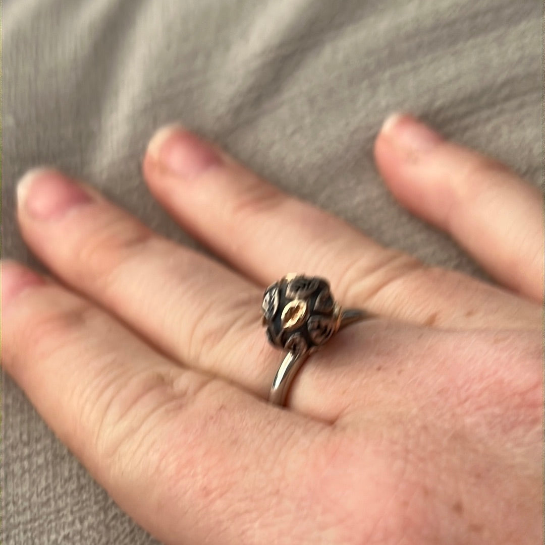 Genuine Pandora Two Tone Super Rare Gold Leaf Ring Heavy 58