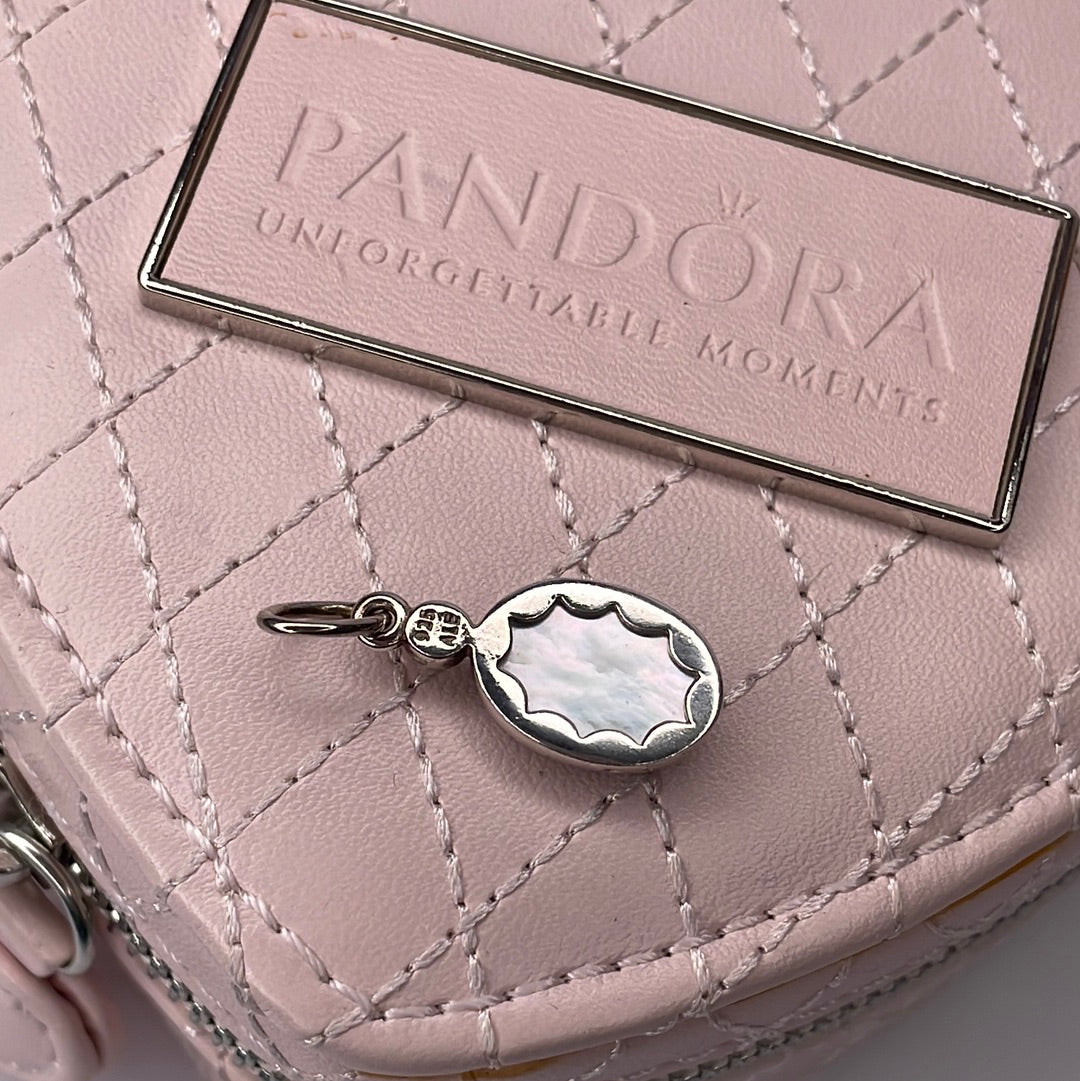 Genuine Pandora RARE and Beautiful White Pearl Mother of Pearl Smoked Quartz Pendant Charm