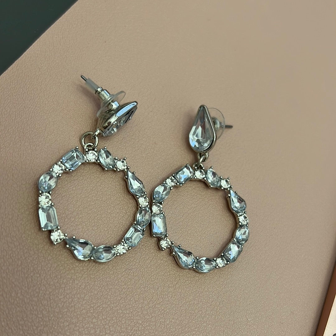 Silver Plated Large CZ Hoop Earrings