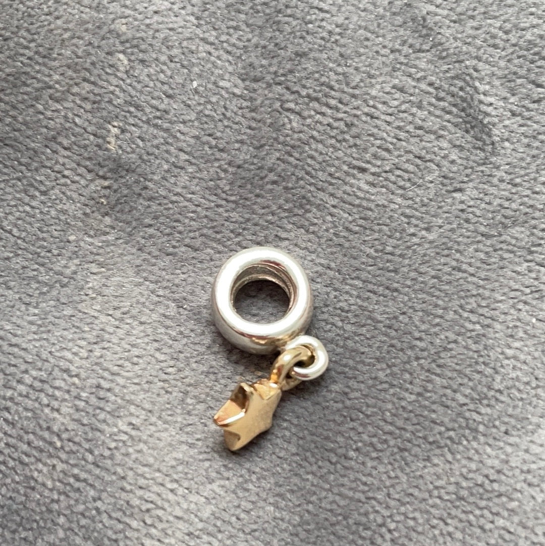 Genuine Pandora Two Tone 14ct Star Dangle Charm READ DESC