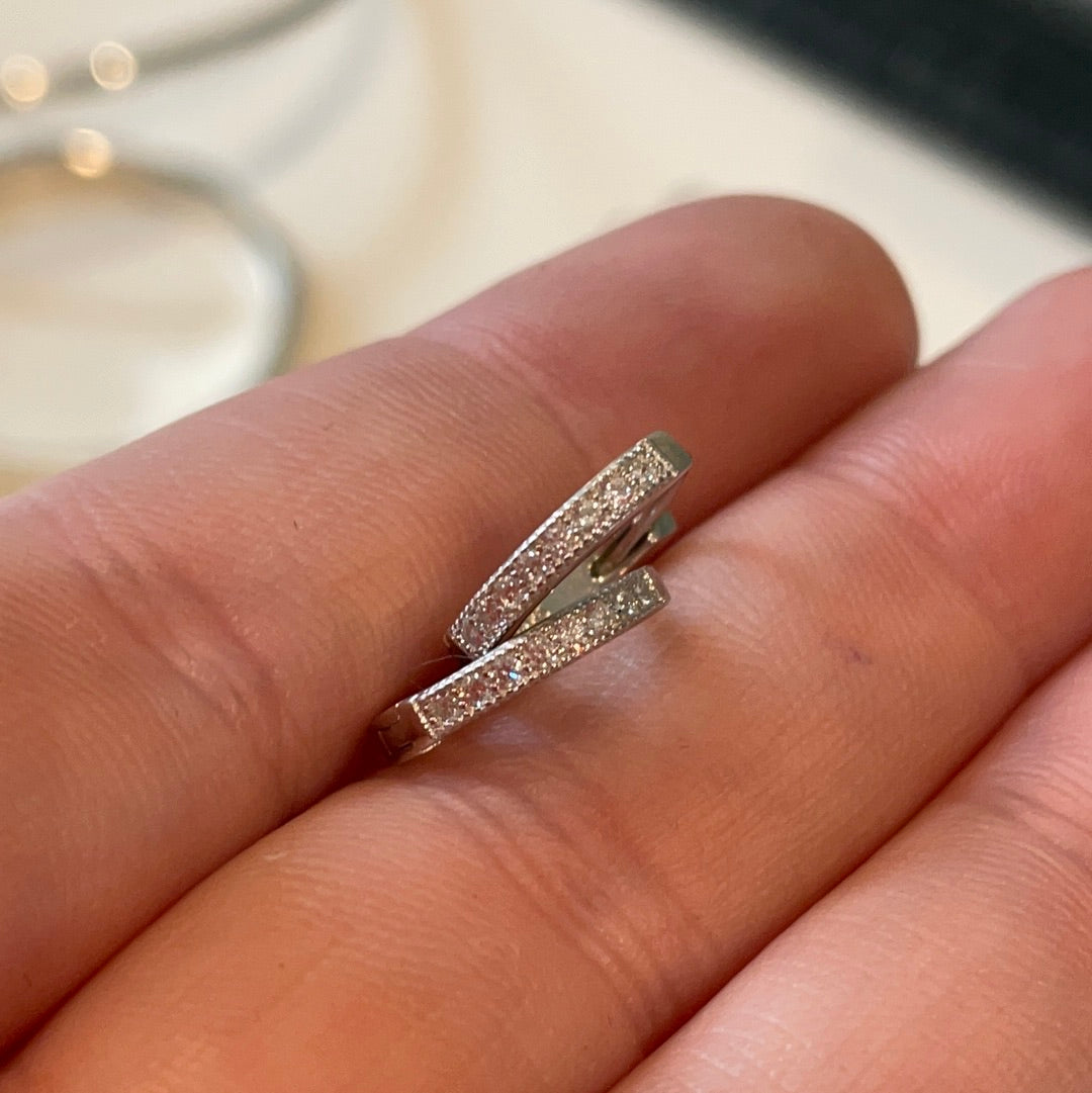Brand New Sterling Silver CZ Small Hoops CZ Beautiful