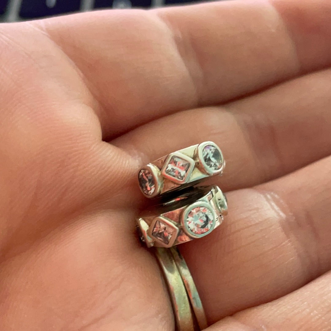 Genuine Pandora Silicone Pave Geometric Shapes Clips x2