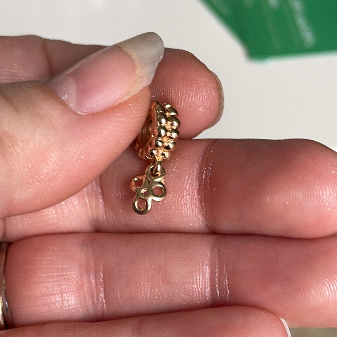 Genuine Pandora Solid 14ct Gold Diamond Posy Flower Dangle Charm HTF