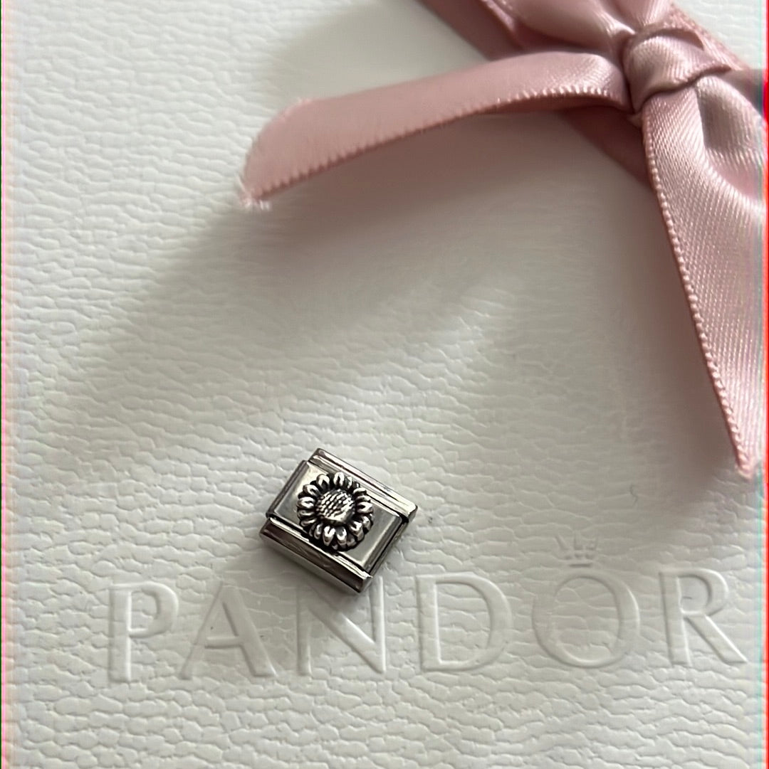 Genuine Nominations Silver Link Charm Daisy Flower