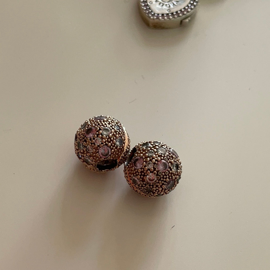 Genuine Pandora Rose Gold Clear and Pink Stones Cosmic Clip