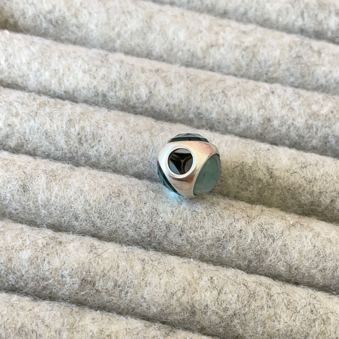Genuine Pandora Radiant Silver Grey Droplet Stone, Three Stone Charm