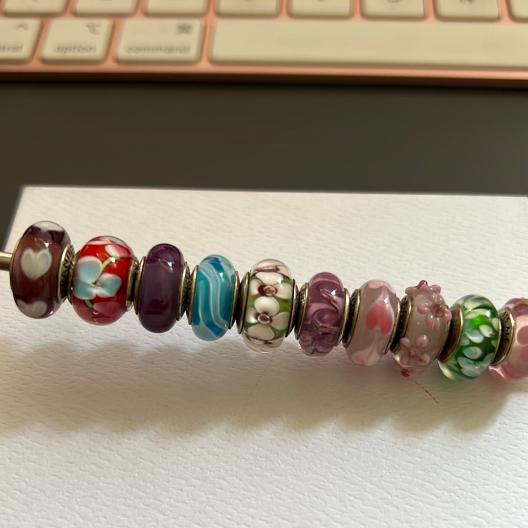Sterling Silver Multi-Coloured Murano Charm Bundle 10 Charms