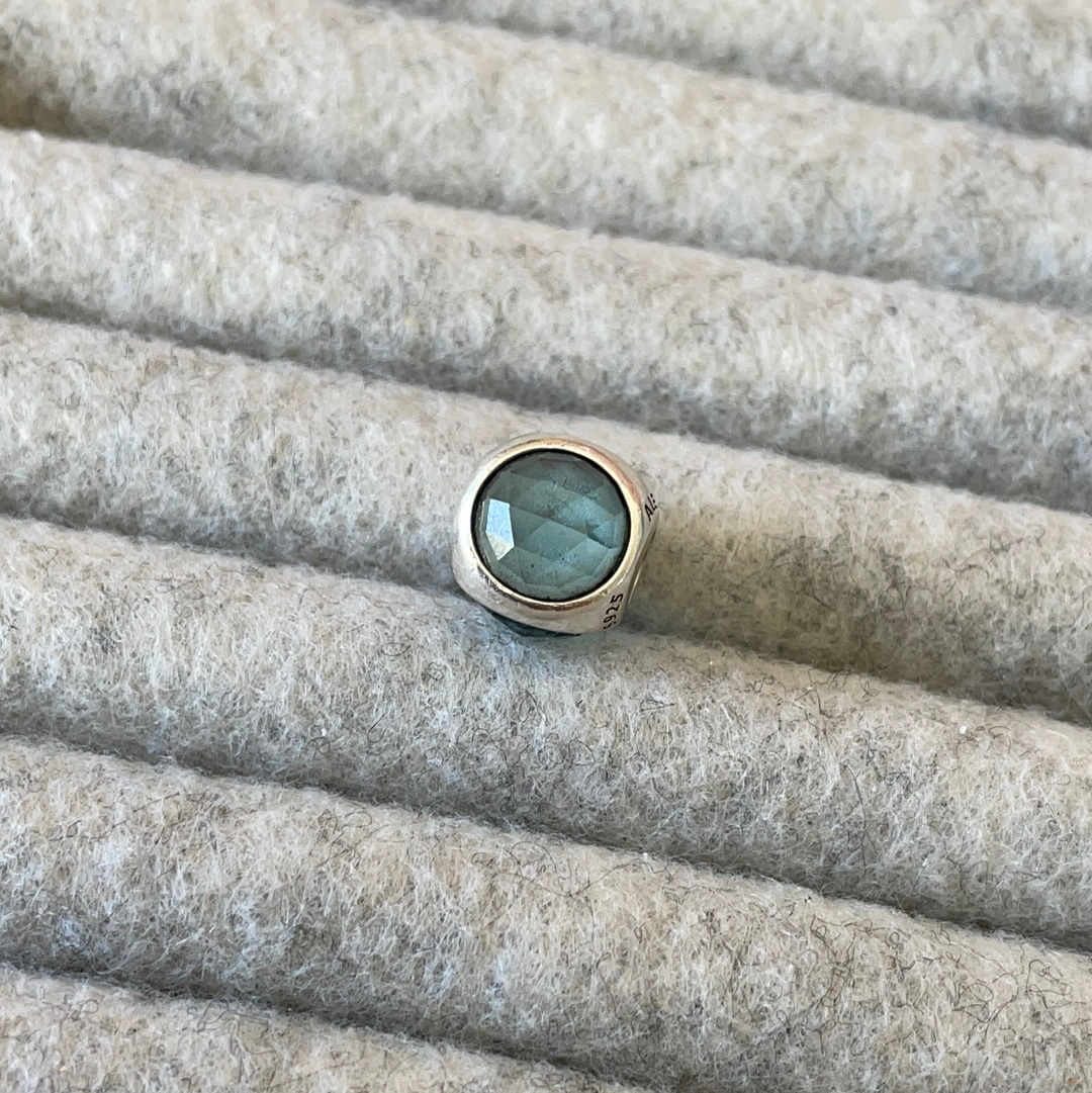Genuine Pandora Radiant Silver Grey Droplet Stone, Three Stone Charm