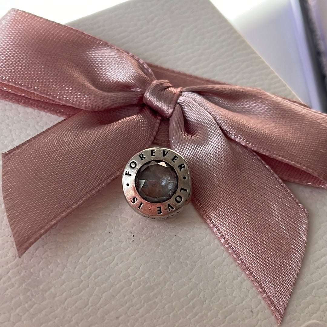 Genuine Pandora Love is Forever Charm With Clear Stone