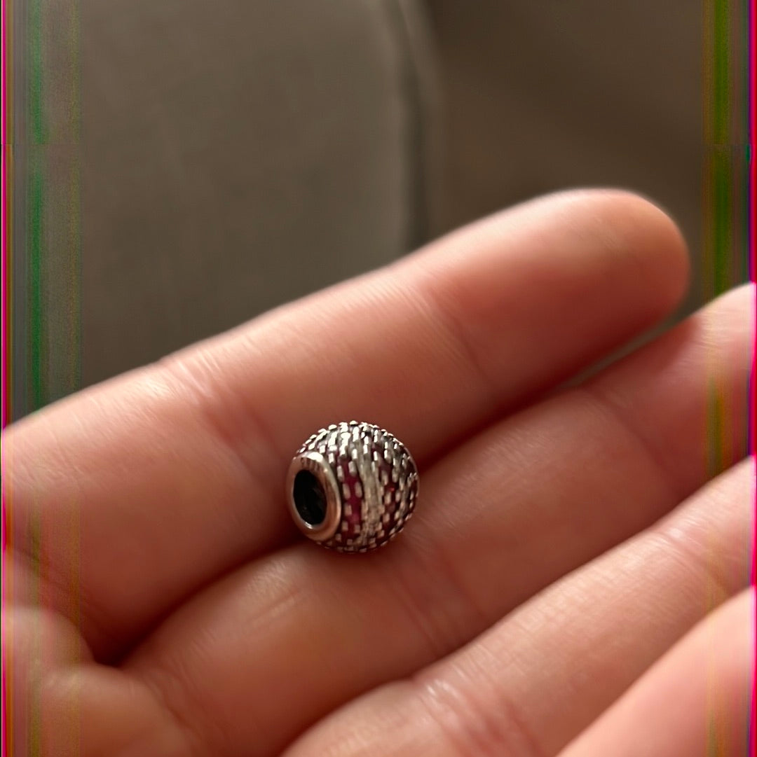 Genuine Pandora Sparkle Pave Charm Pink and Silver