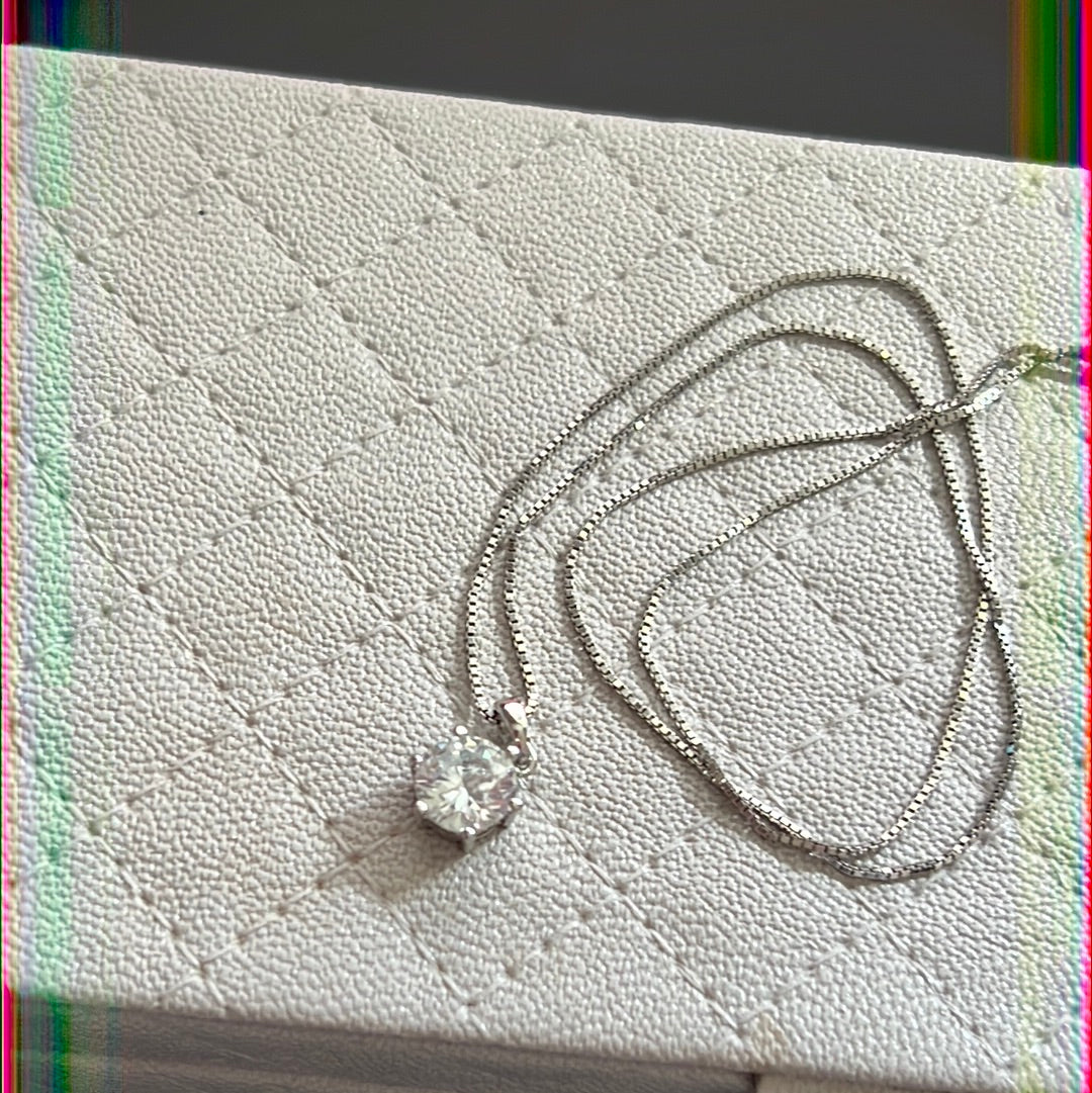 Italian Sterling Silver Pave CZ Circle 55cm Necklace Chain Adjustable