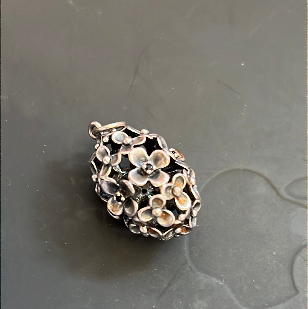 Genuine Pandora HTF Rare Wanda's Garden Flower Cage Black Crystal Pendant Necklace with 90cm Chain