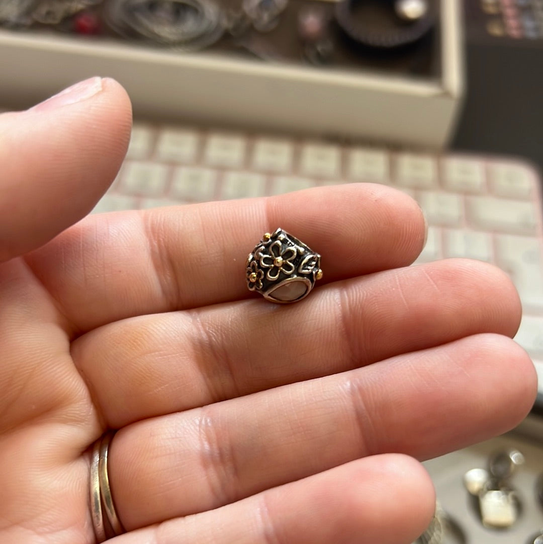 Genuine Pandora Pink Moonstone Charm Dew Drop RARE HTF