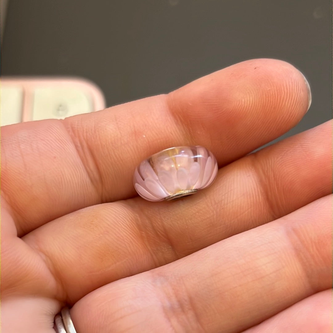 Genuine Trollbeads Pink Double Layer Petal Murano Charm