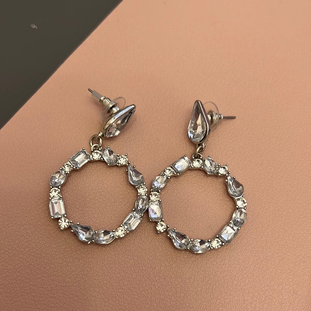 Silver Plated Large CZ Hoop Earrings