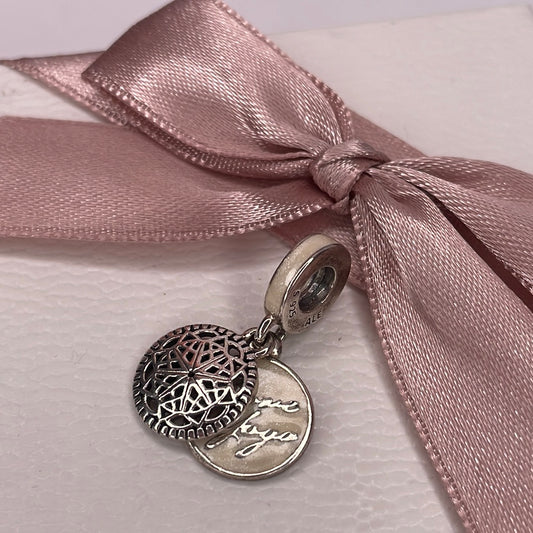 Genuine Pandora Pave I Love Yoga Spirituality Dangle Openwork Charm
