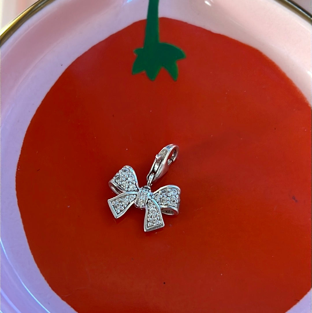 Genuine Thomas Sabo Sterling Silver Dangle Clip Pave Bow Charm