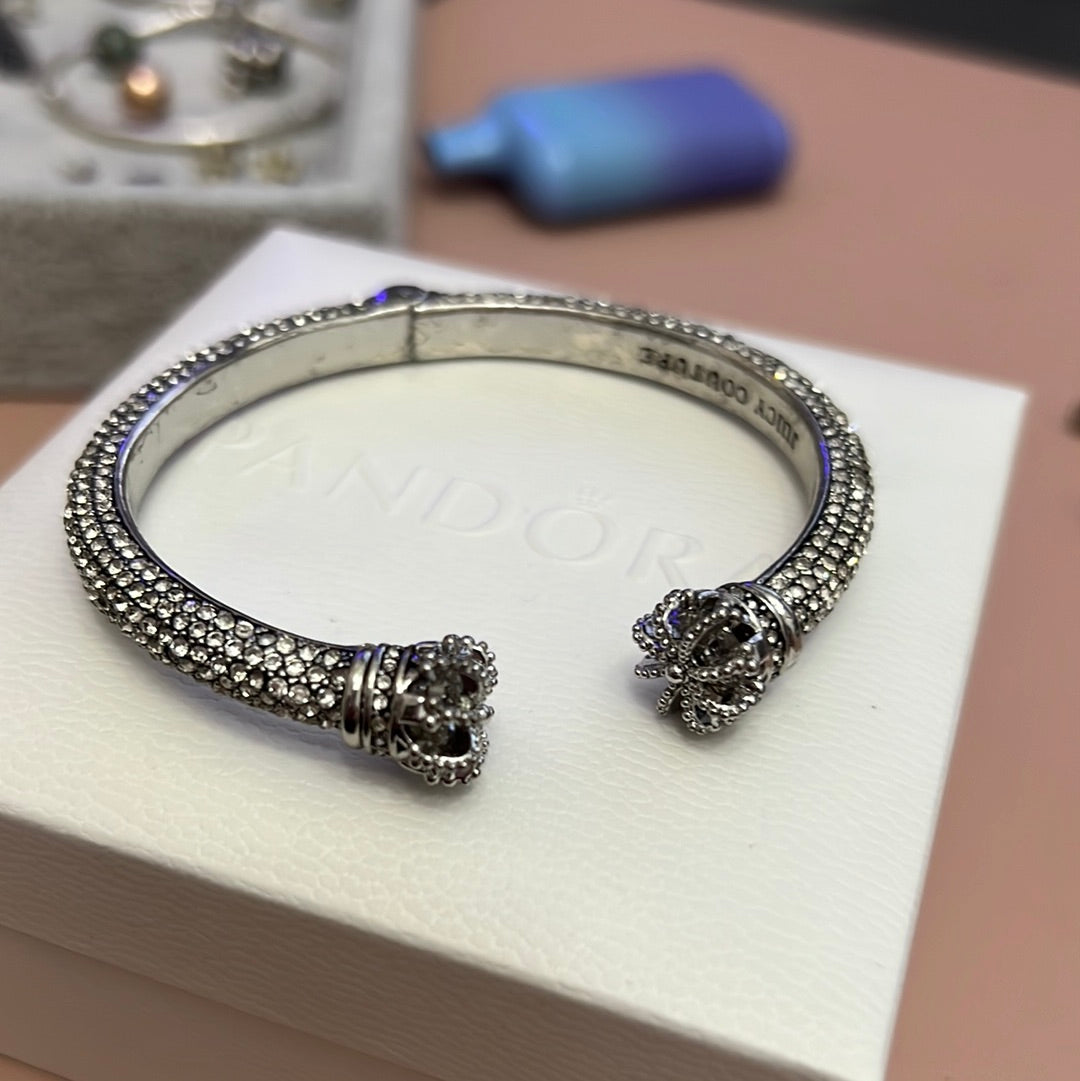 Genuine Juicy Couture Pave CZ Hinged Bangle Pave Crown 19cm