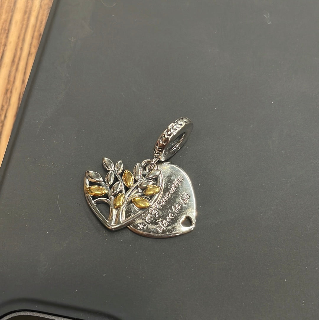 Genuine Pandora New Style Two Tone Family Tree Dangle With CZ Dangle Charm