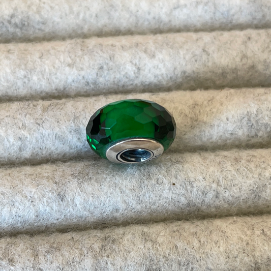 Genuine Pandora Faceted Murano Green Glass Charm