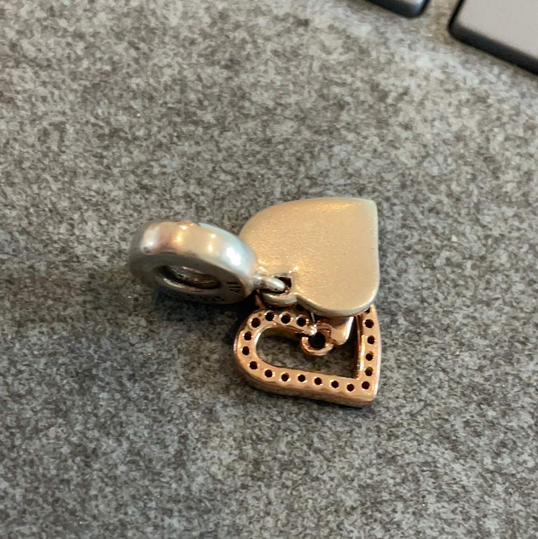 Genuine Pandora Dangle Heart Pave Charm All of me loves all of you