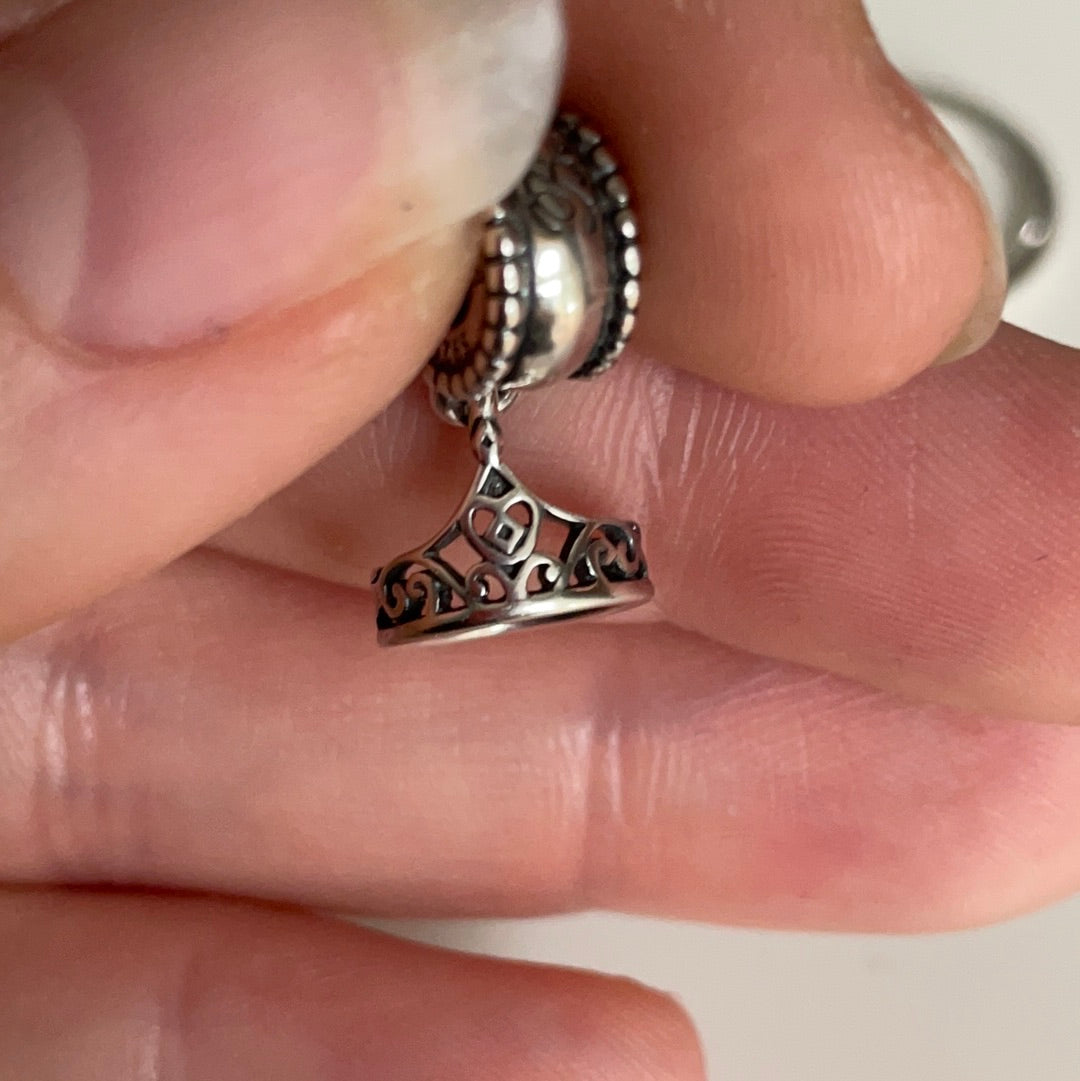 Genuine Pandora Disney Belle's Tiara Crown Dangle Charm Princess