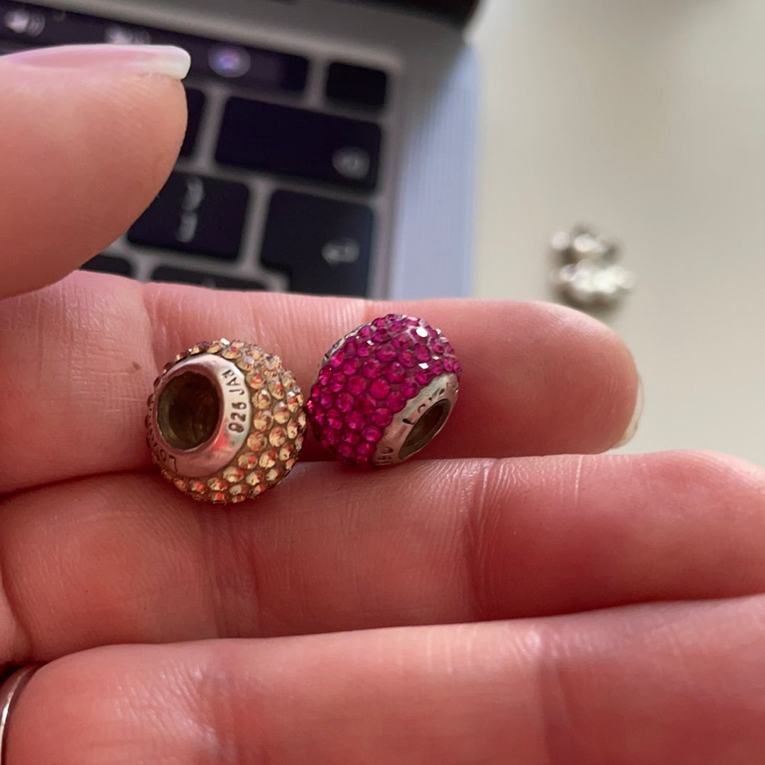 Pair of Genuine Lovelinks Pink and Gold Pave Ball Charms