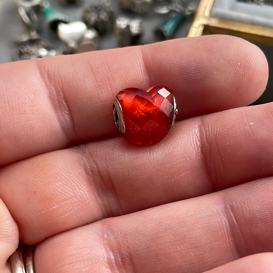 Genuine Pandora Choose Colour of Faceted Murano Glass Heart Charm