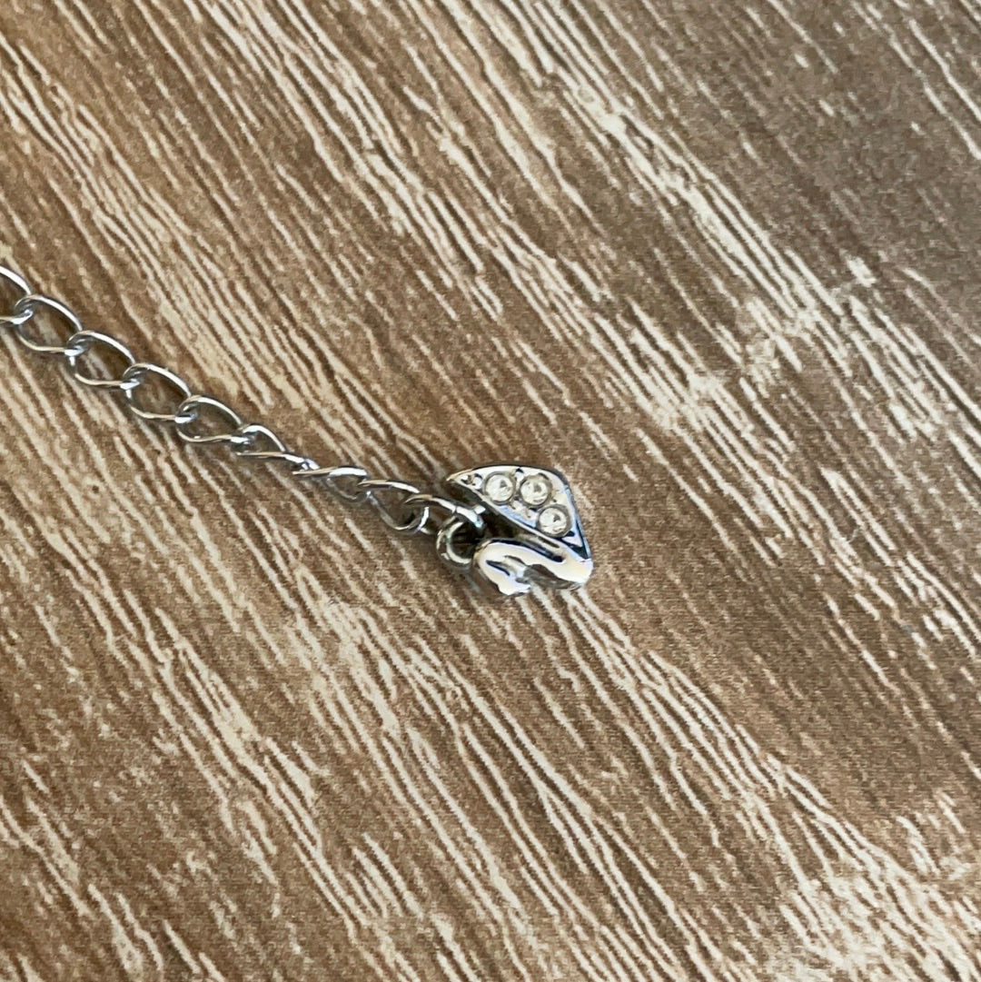 Genuine Swarovski Pave Double Dangle Heart Necklace 50cm