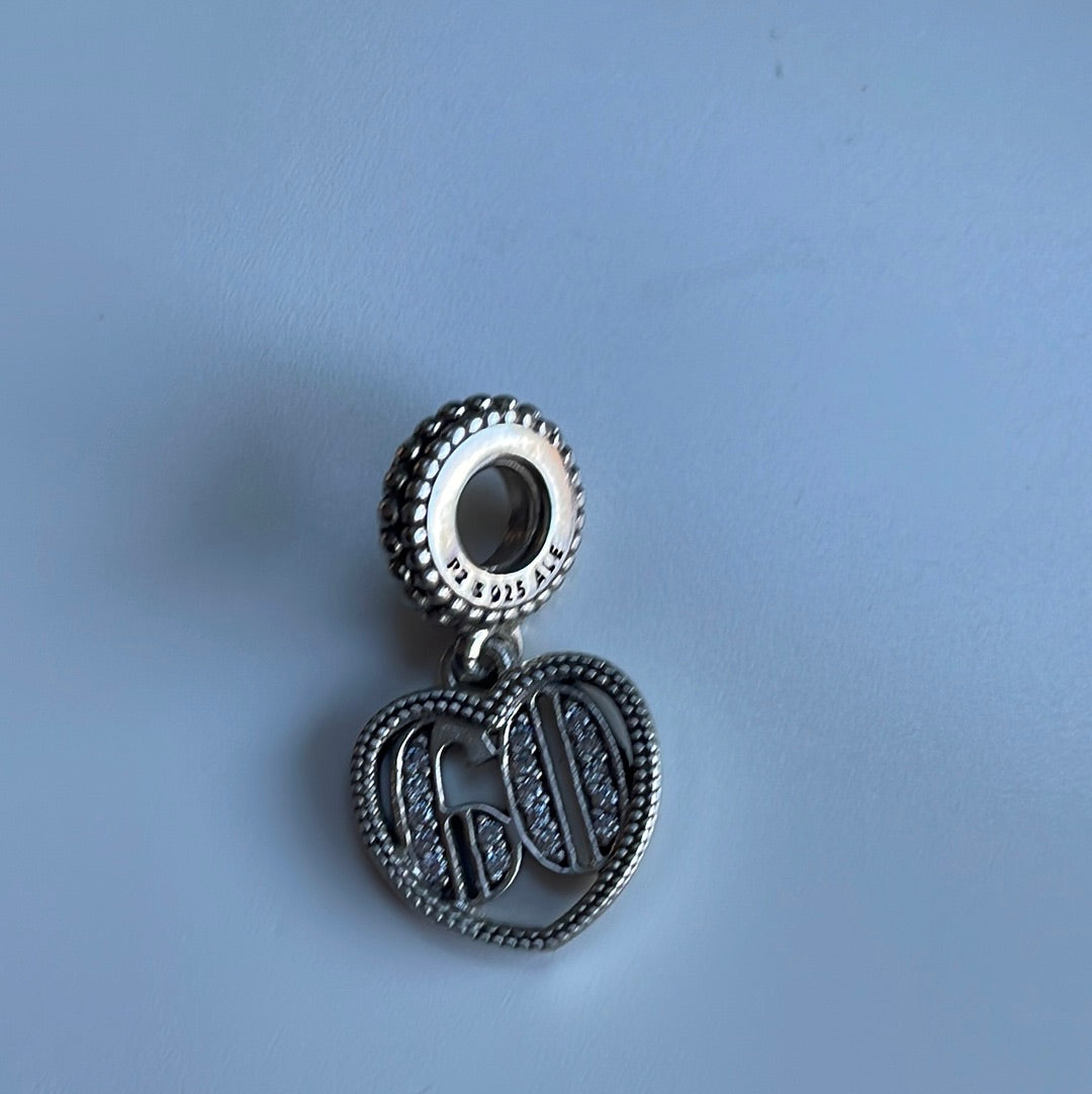 Sterling Silver 60th Birthday Gift Present Charm