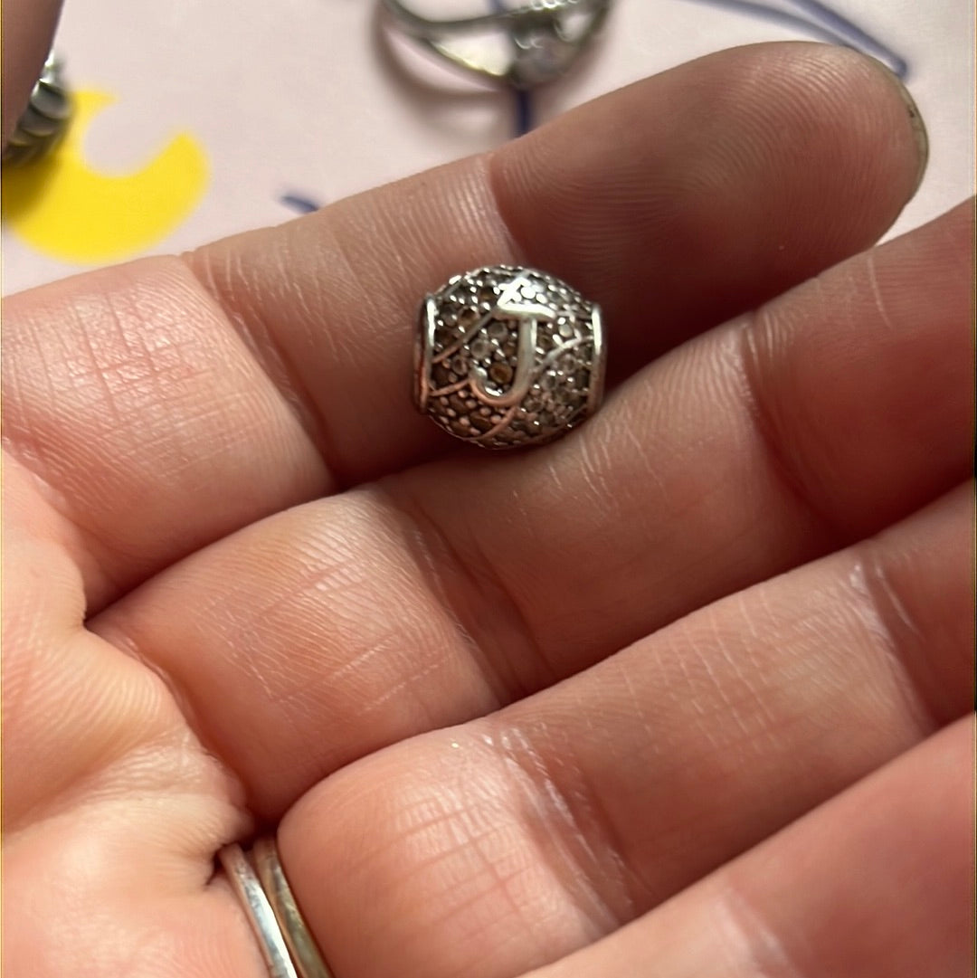 Sterling Silver Pave Letter J charm