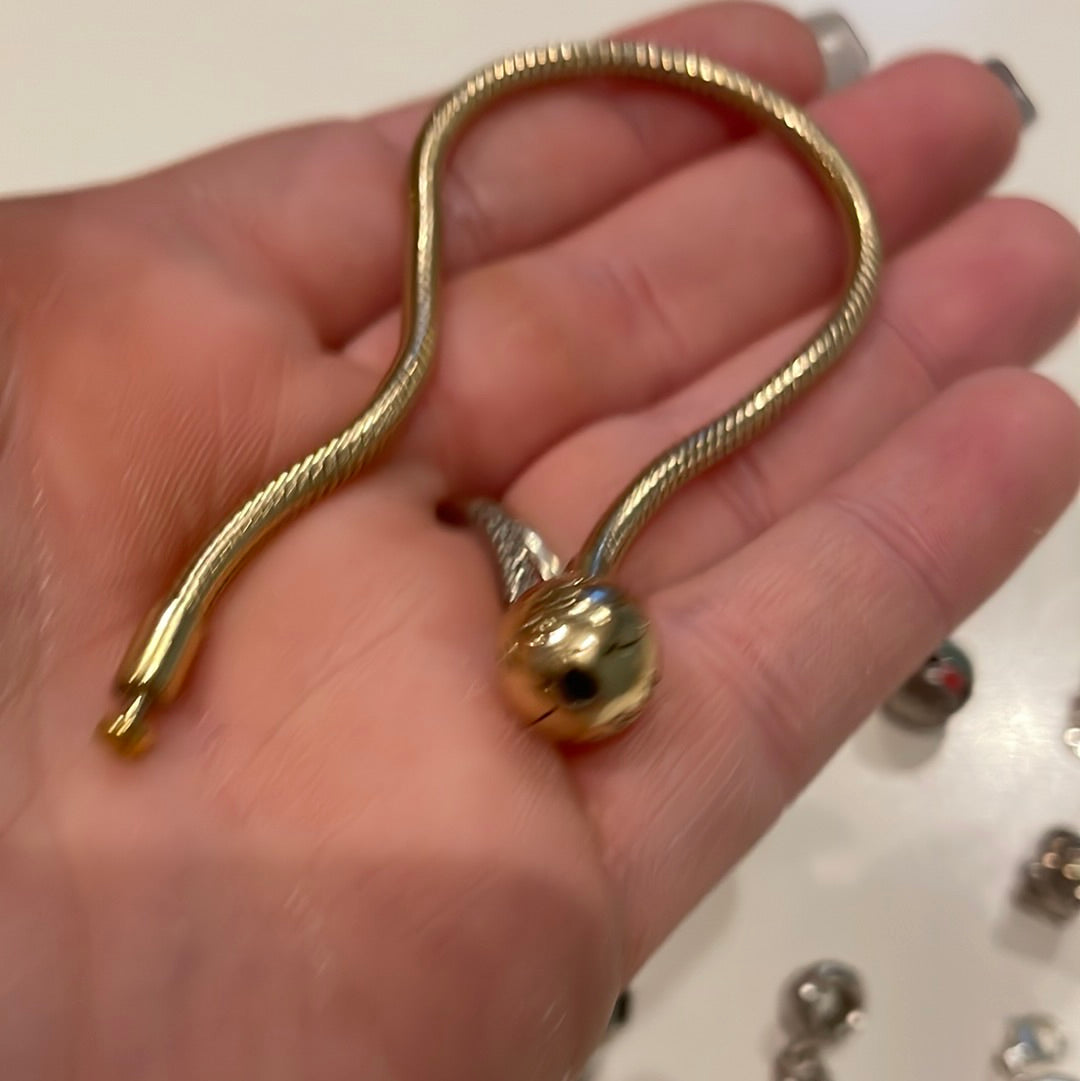 Genuine Pandora Yellow Shine Gold Smooth Snake Chain 19cm New Style