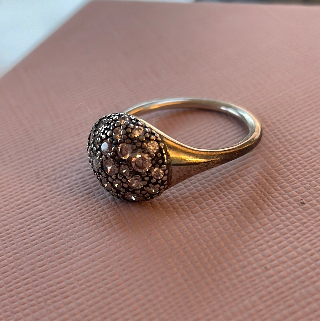 Genuine Pandora Retired Oxidised Pave Ring Size 48