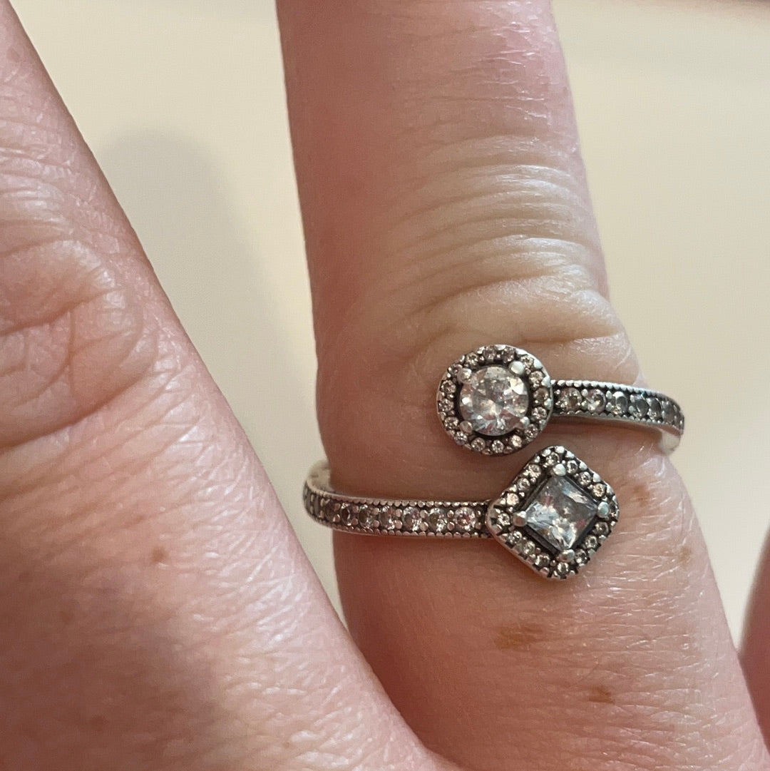 Genuine Pandora Double Open Diamond & Circle Sparkle Pave Ring Size 60