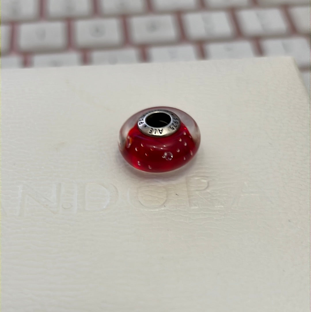 Genuine Pandora Red Fizzle Murano Charm