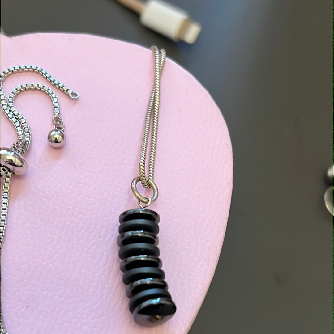 Sterling Silver Chain 40cm With Hematite Gemstones