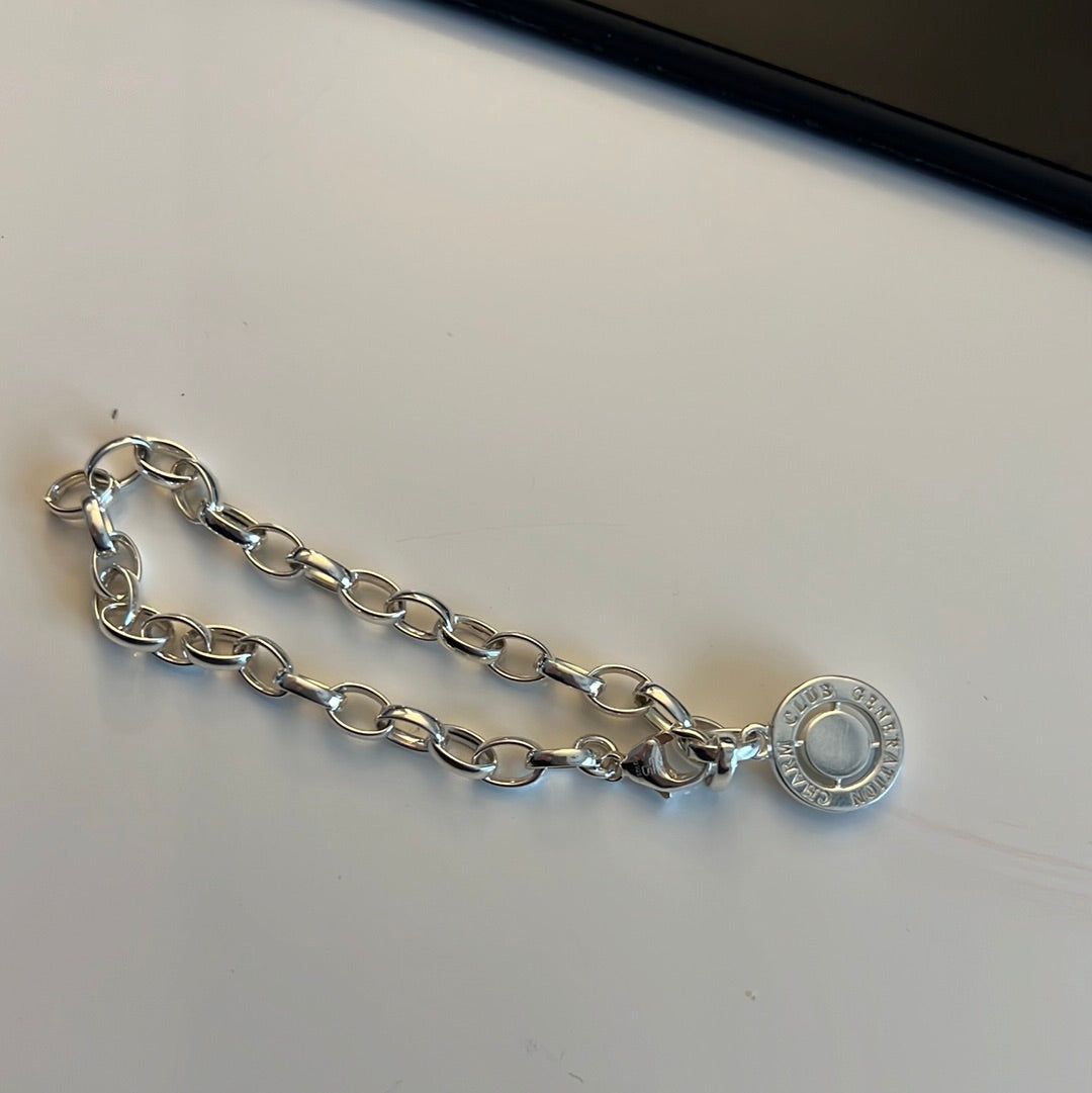 Thomas Sabo Sterling Silver Club Charm Clasp Links Bracelet Turquoise 18cm