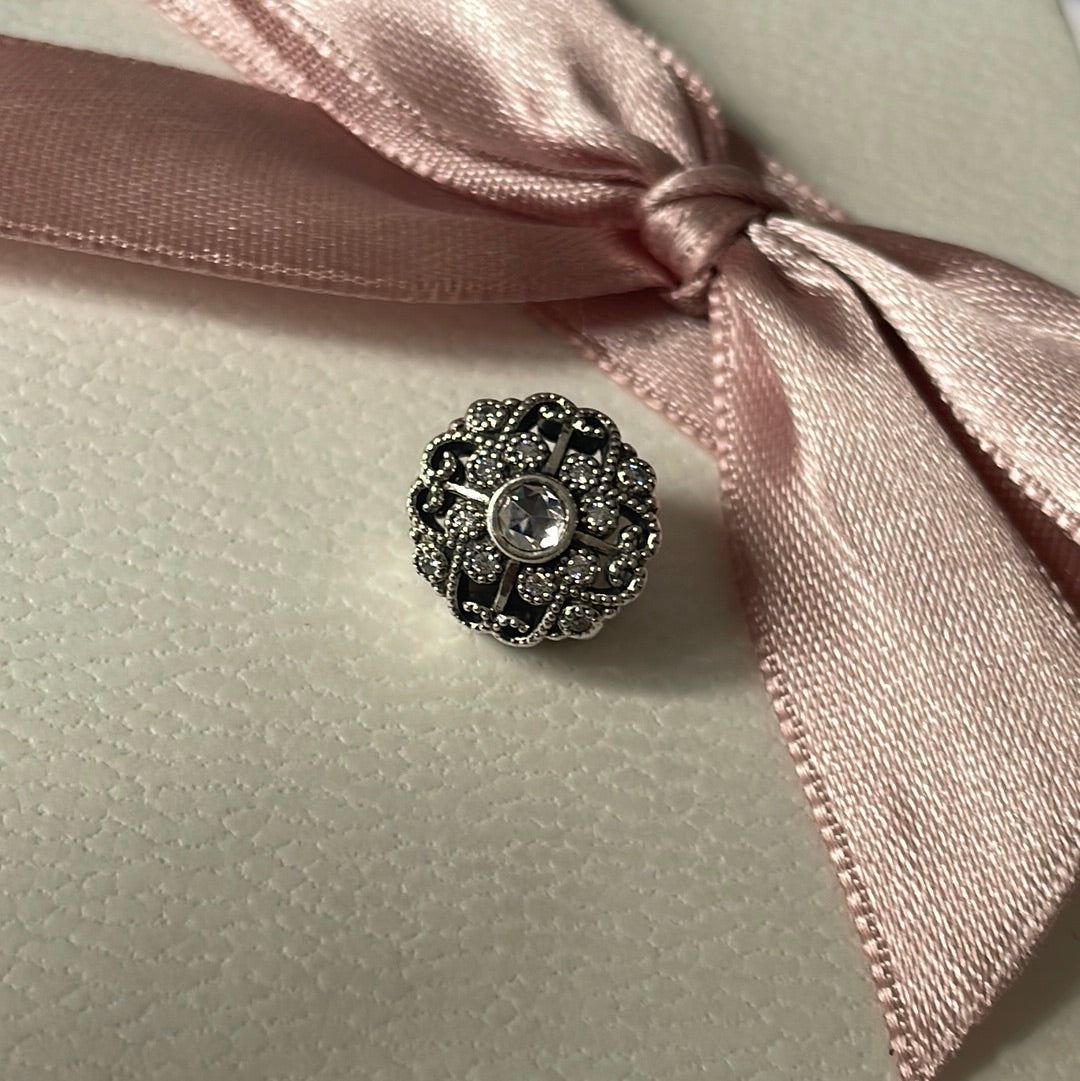 Genuine Pandora Pave Flower Cz Beautiful Open work