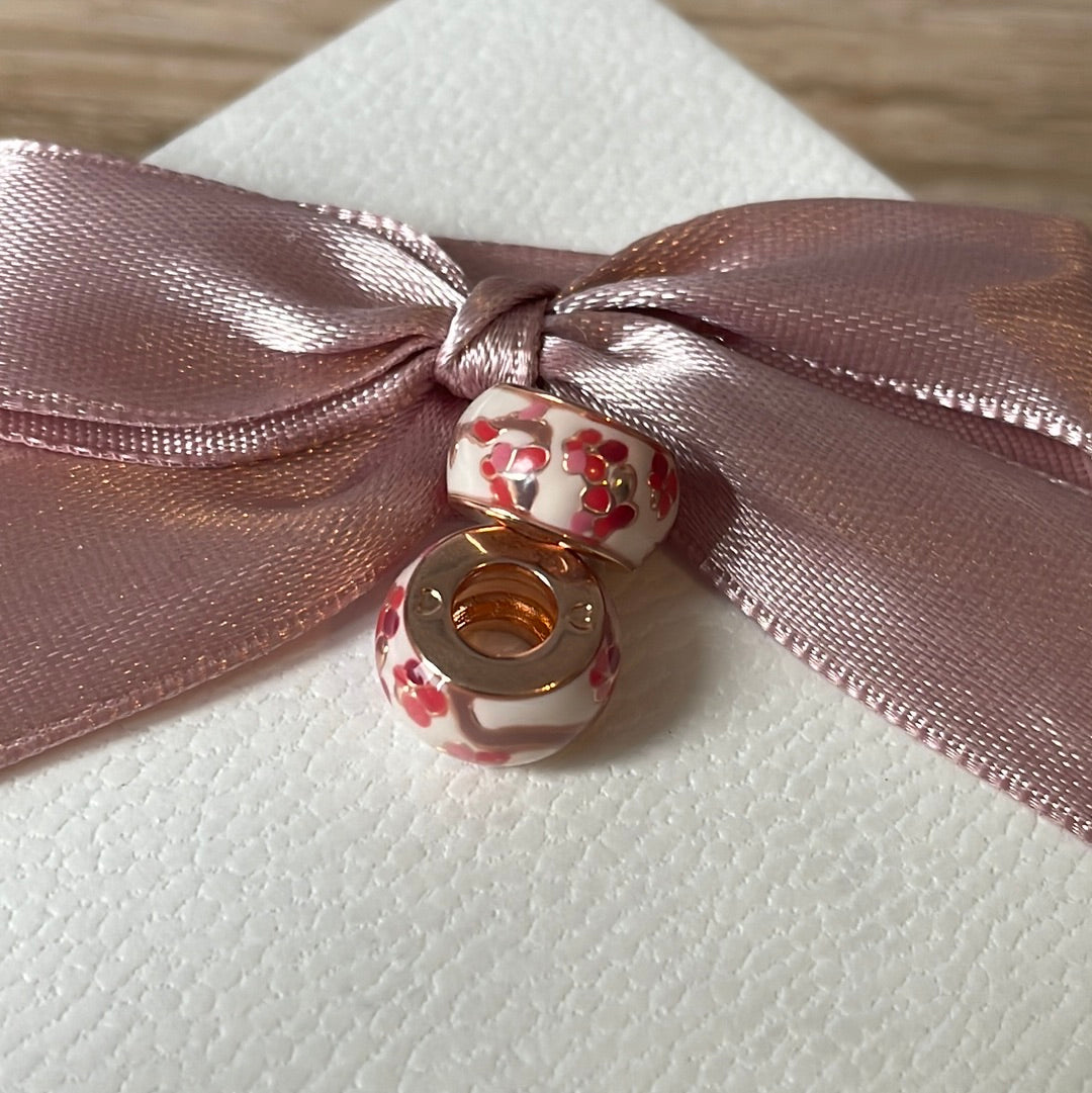 Genuine Pandora Rose Gold Pink Peach Blossom Spacer x2 RARE
