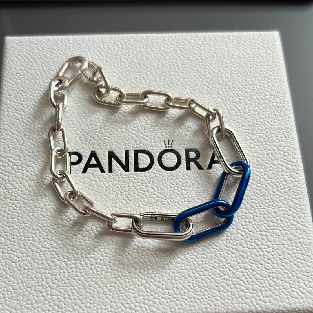 Genuine Pandora Me Essence Blue Enamel Links New Style Link Chain Bracelet Size 17cm