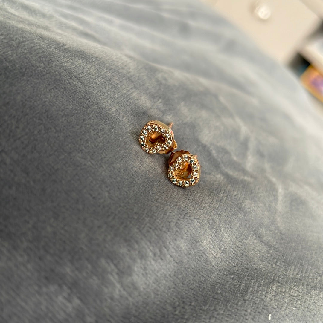 Genuine Pandora Rose Gold Pave Heart Stud Earrings