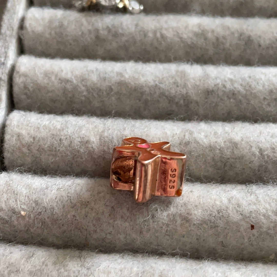 Rose Gold Gingerbread Man Christmas Charm Enamel