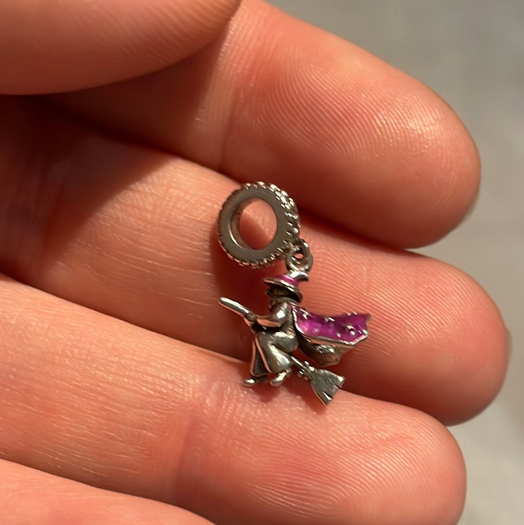 Genuine Gnoce Witch Dangle Halloween Charm With Enamel Cape
