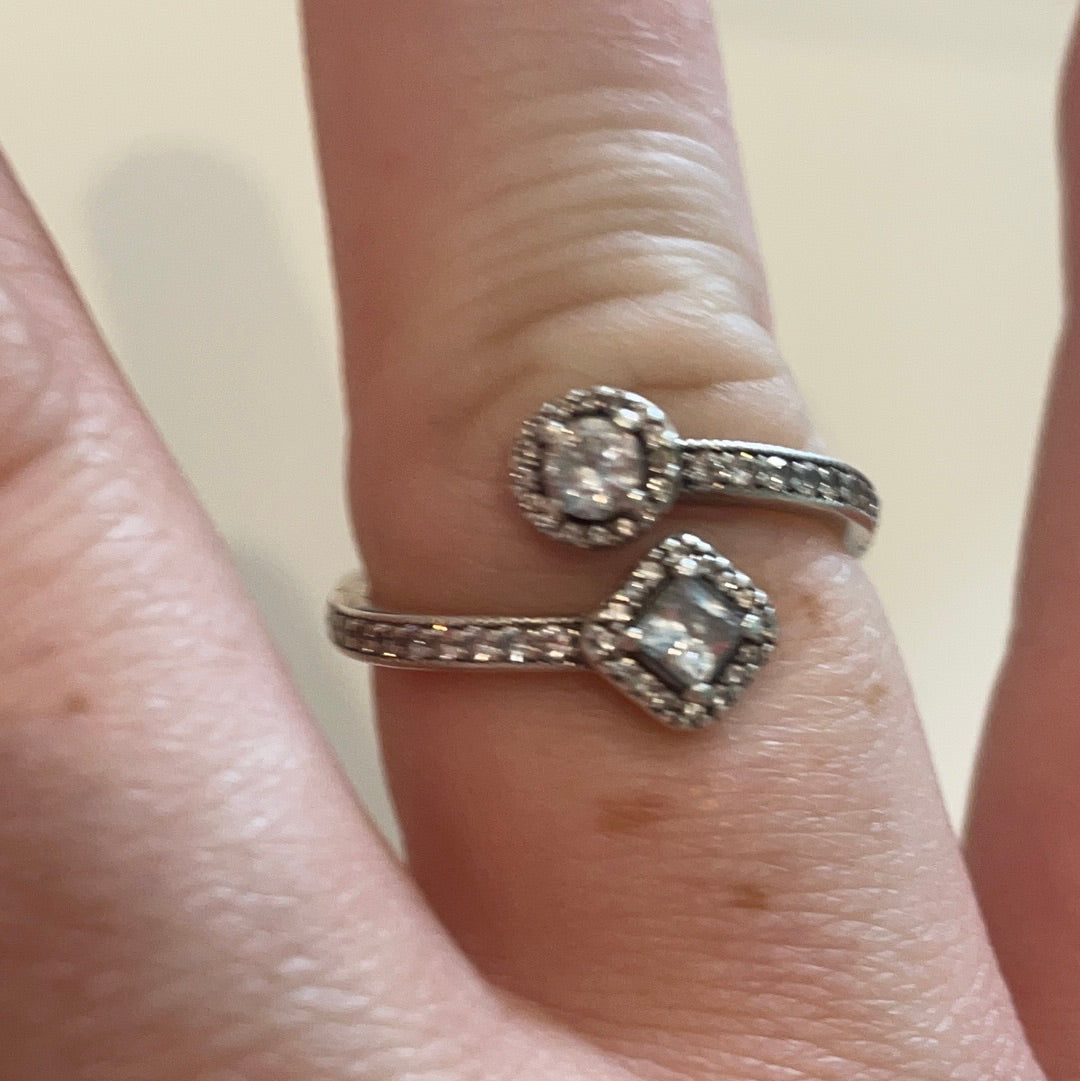 Genuine Pandora Double Open Diamond & Circle Sparkle Pave Ring Size 60