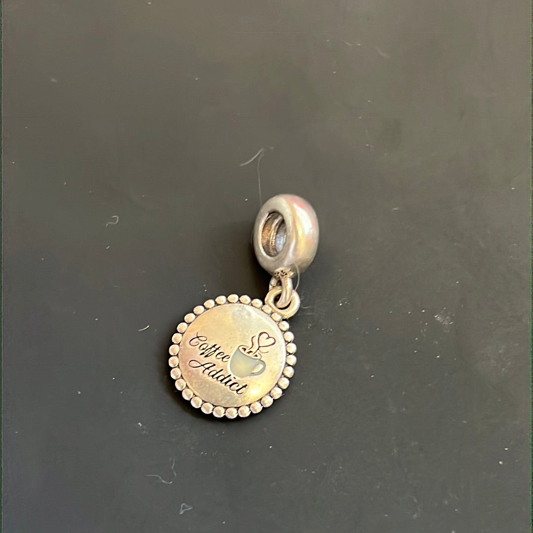 Genuine Pandora Coffee Addict Rare Enamel Dangle Charm