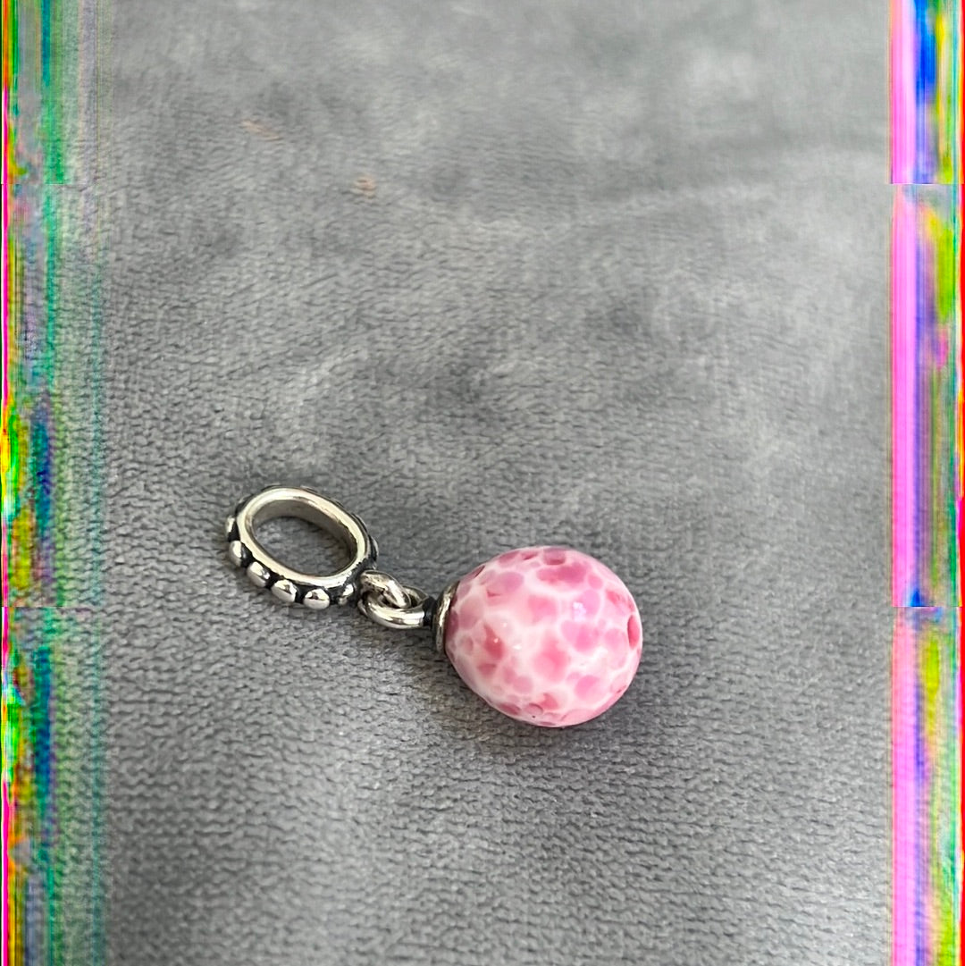 Genuine Pandora Speckled White And Pink Egg Dangle Rare