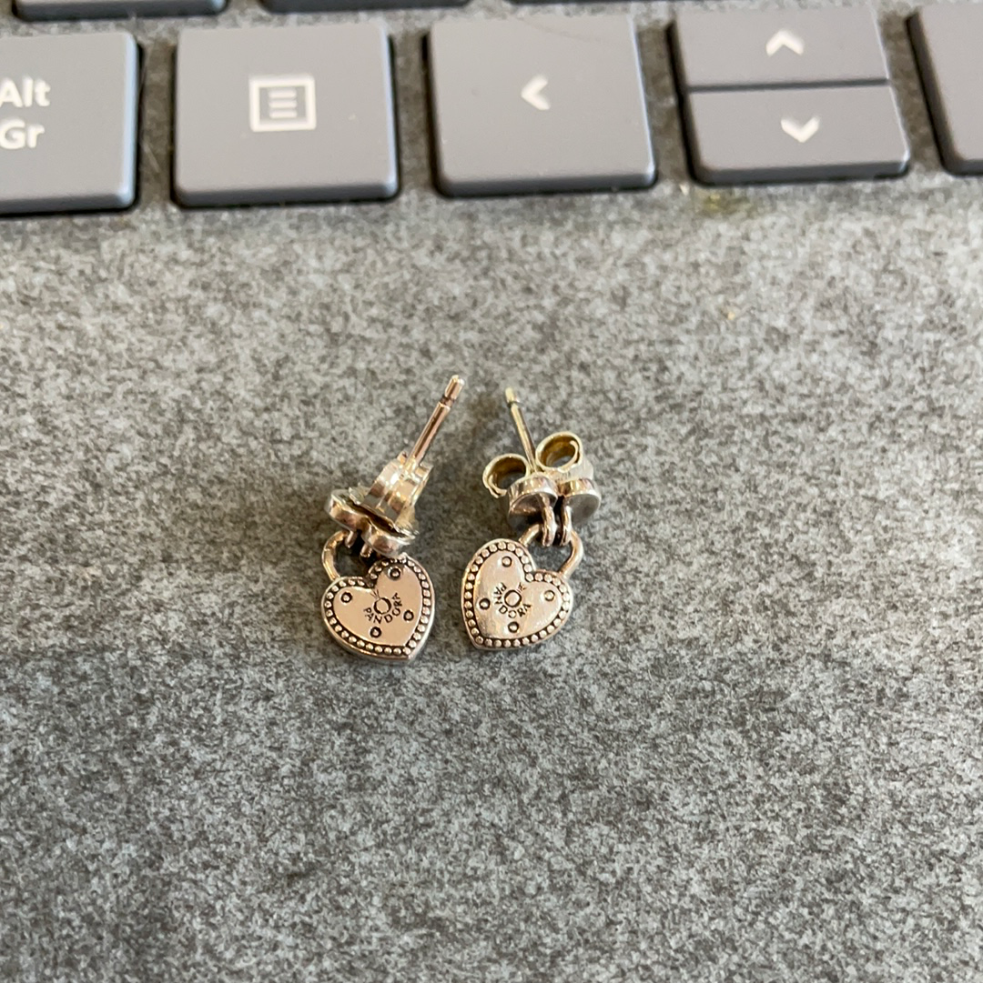 Genuine Pandora Padlock Heart Small Dangle Earrings