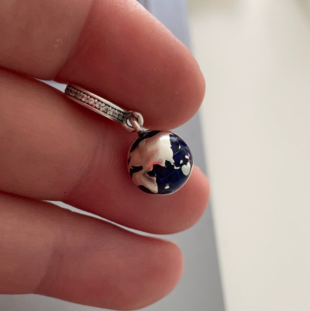 Genuine Pandora UNICEF Enamel Blue Planet Dangle Charm 'Supporting