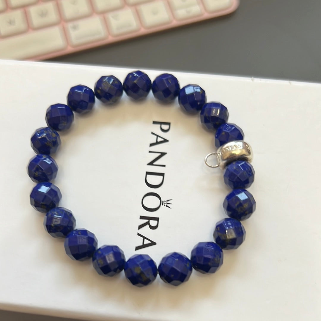Thomas Sabo Sterling Silver Charm Clasp Beautiful Navy Blue Green Bracele