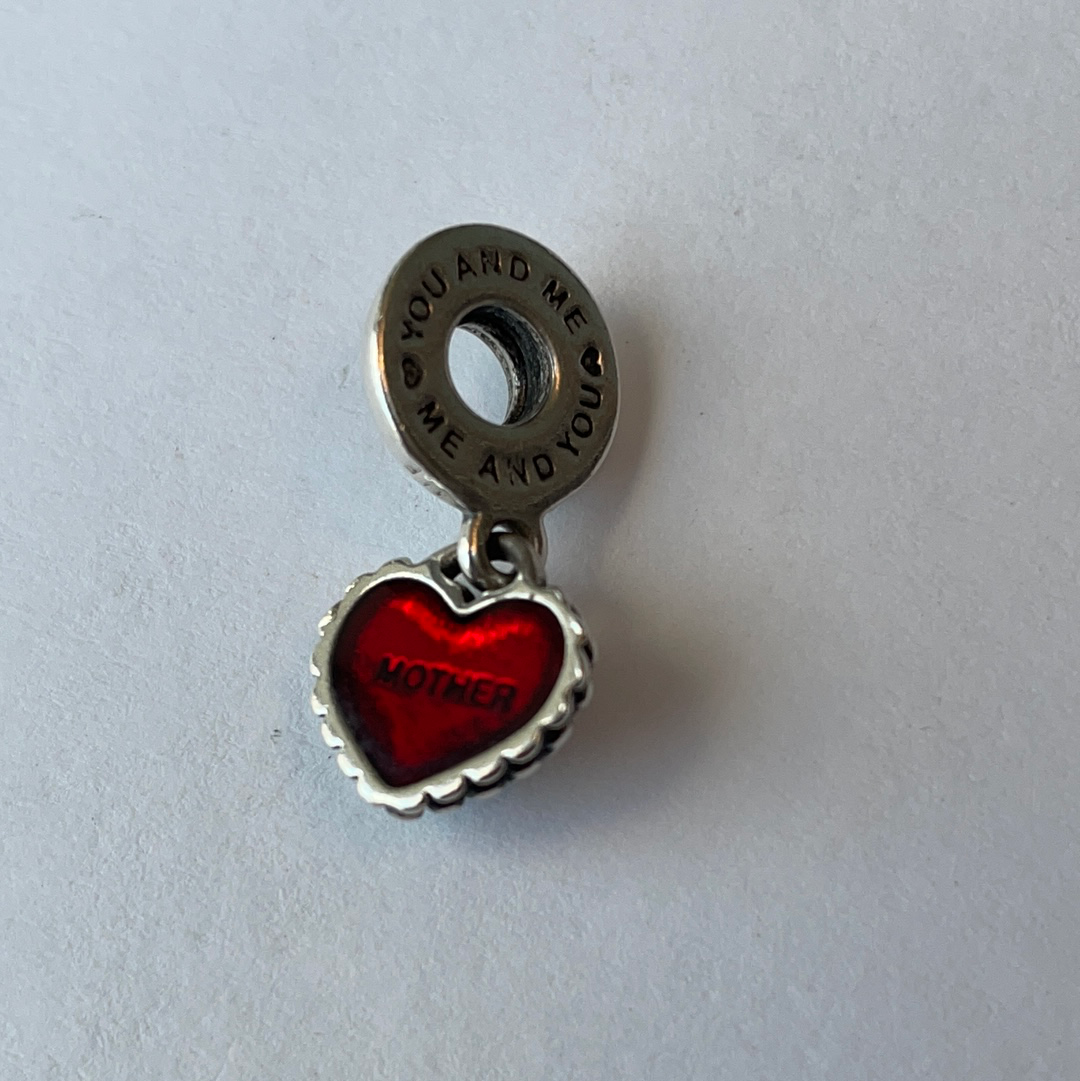 Genuine Pandora Mother Half With Red Enamel Dangle Charm